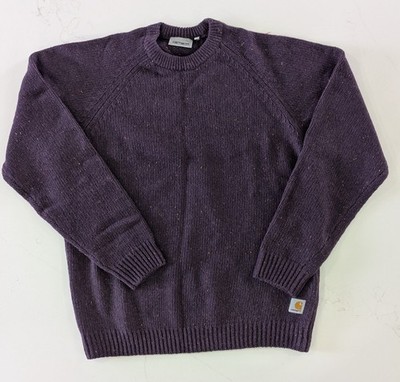 Carhartt WIP Anglistic Speckled Wool Knit Sweater Purple Men's Large L $165 NWT