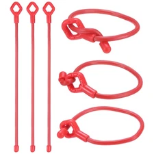 6-Pack Adjustable Plant Ties, 10 Inch Silicone Multi-Function Garden Tie [Red]