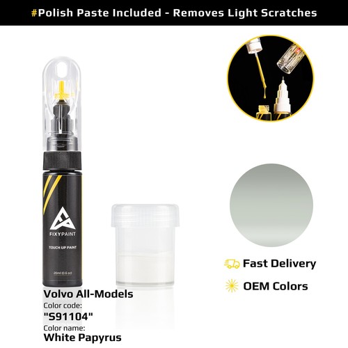 Touch up Paint for Volvo Code: S91104 White Papyrus Exact Color Match - Picture 9 of 10