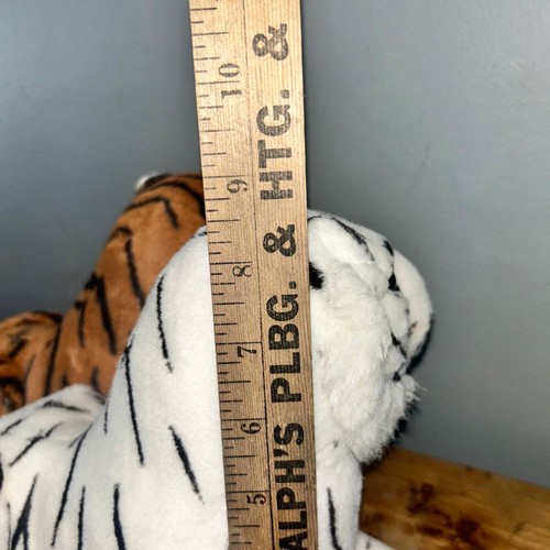 Vintage Set 2 Shalom Toy Co Plüschtiger Set orange weiß Bengal Stofftiere 10 Zoll - Bild 9 von 10