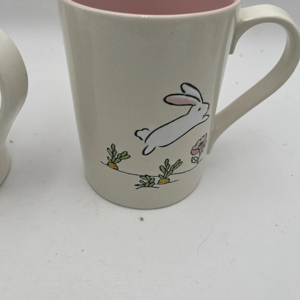 Taza de café DOS - TAG Bunny X grande 20 oz primavera conejo zanahorias Pascua rosa/azul Foto 4 de 4