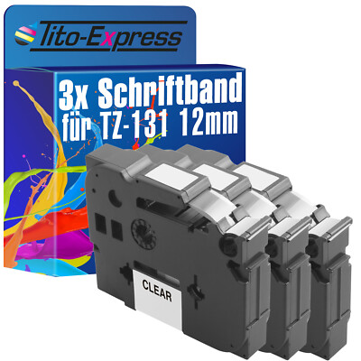 3x Schriftband für Brother TZe-131 P-Touch 1000 1000 BTS 1000 F 1005 BTS 1005 F