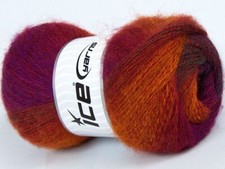 Red Orange Blue Green Purple Mohair Pastel Yarn 73648 Ice Fine Wt 100gr 546yds