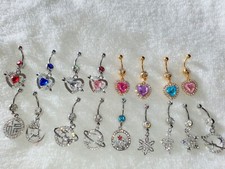 Joblot of 34 mixed colour glass crystal Surgical Steel Belly Bars