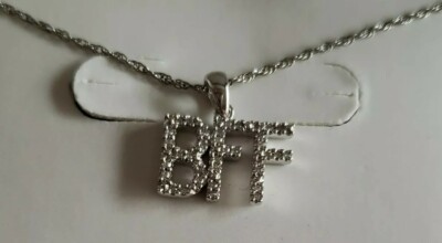 Sterling And Diamond Necklace ''BFF'' Brand New In Box w/Tags 