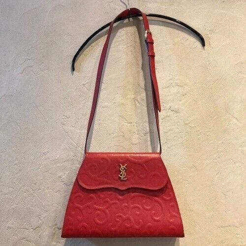 Yves Saint Laurent Arabesque Red Shoulder Bag Leather Ysl Vintage | Ebay