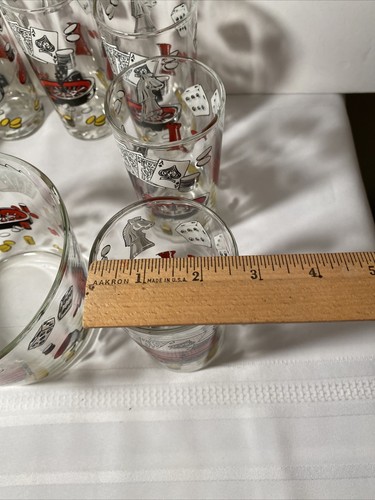 50er Jahre Hazel Atlas ViVa Las Vegas Casino Motiv Glas Eiskübel 8 Gläser - Bild 17 von 21