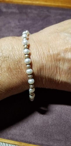 Cultured Pearl & Sterling Choker Necklace and Bracelet Set - Picture 6 of 10