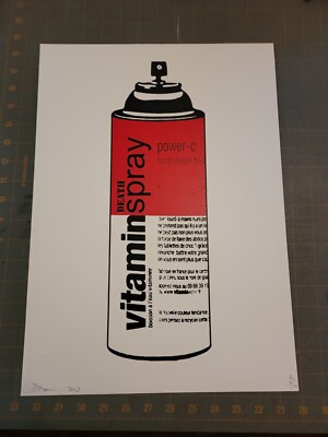 Death NYC  19x13 Signed Graffiti Pop Art Vitamin Spray Can Rare. 70 0f 100 Cert.