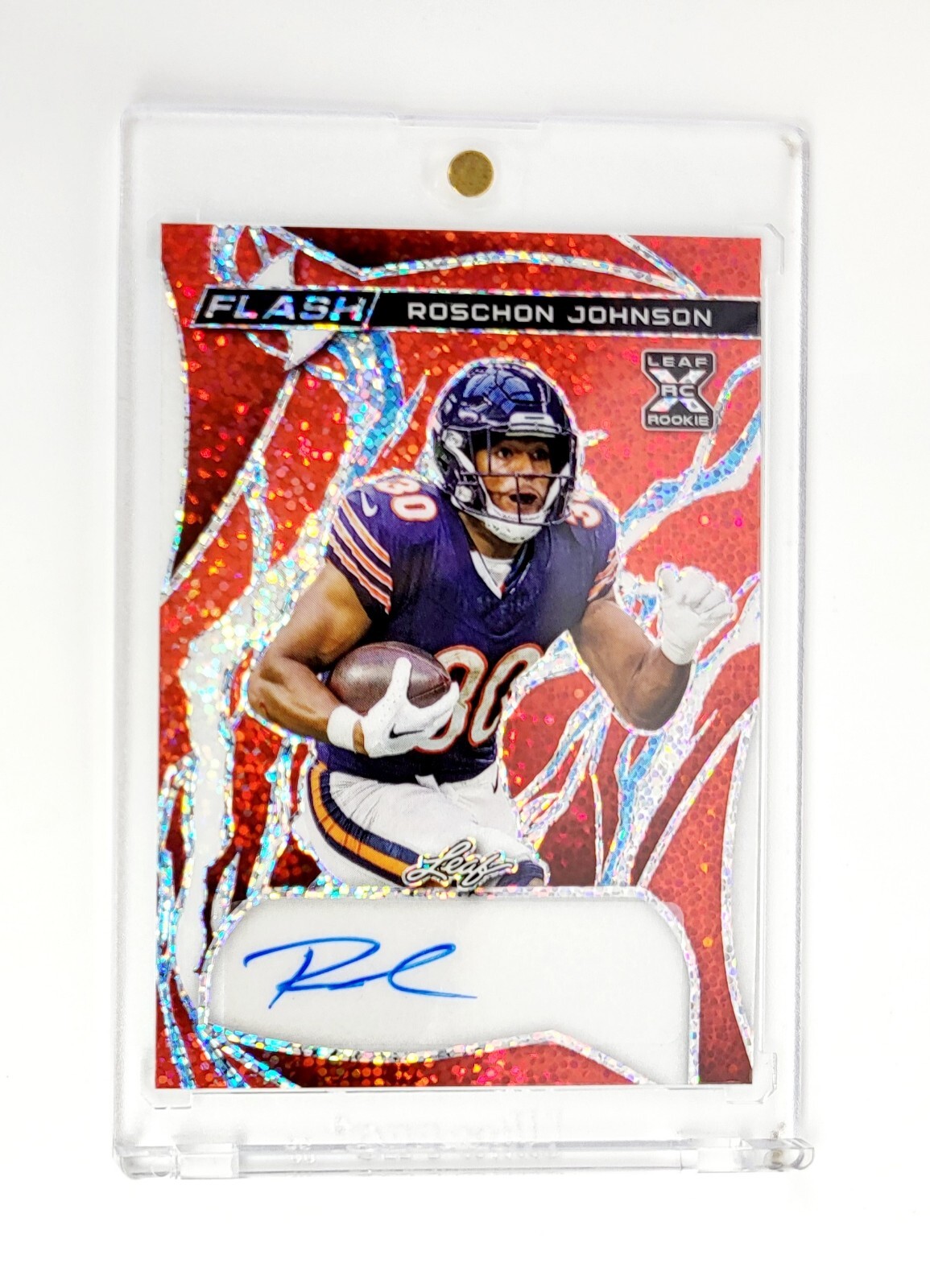 MINT #/9 RC AUTO BLUE 2023 Leaf RED FLASH Roschon Johnson XRC CHICAGO BEARS SP