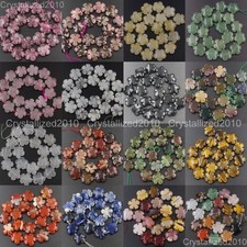 Natural Gemstone Flower Shape Spacer Loose Beads Fluorite Quartz 14mm 20mm 16"