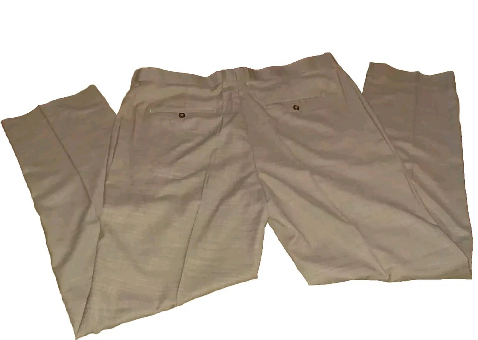 Pantalones de vestir Isaac Mizrahi para hombre frente plano marrón tostado talla 40X34 (R1) Foto 4 de 4