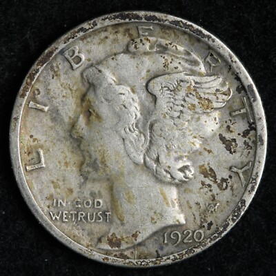 1920-D Mercury Silver Dime XF E353 ACB