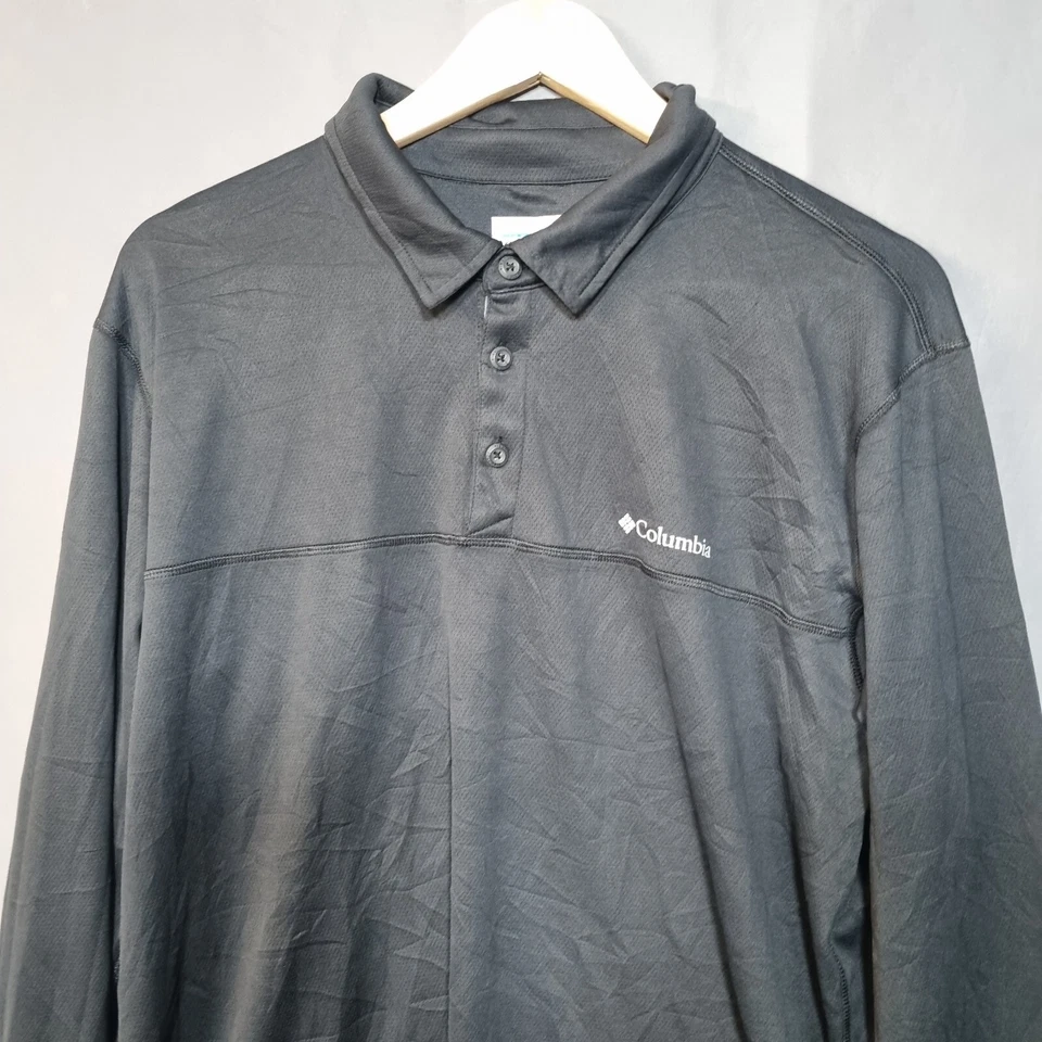 Columbia Omni Shade Polo Shirt Men L Black Long Sleeve Pullover - Image 2 of 4