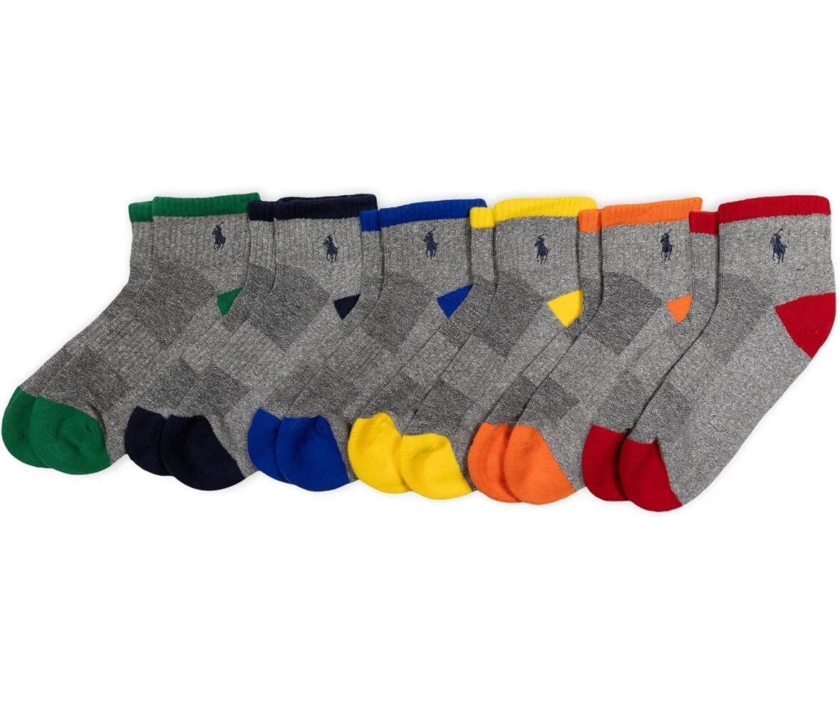 Polo Ralph Lauren Athletic Cotton Ankle Socks 6 Pair 6-12.5 Multi Large Medium !