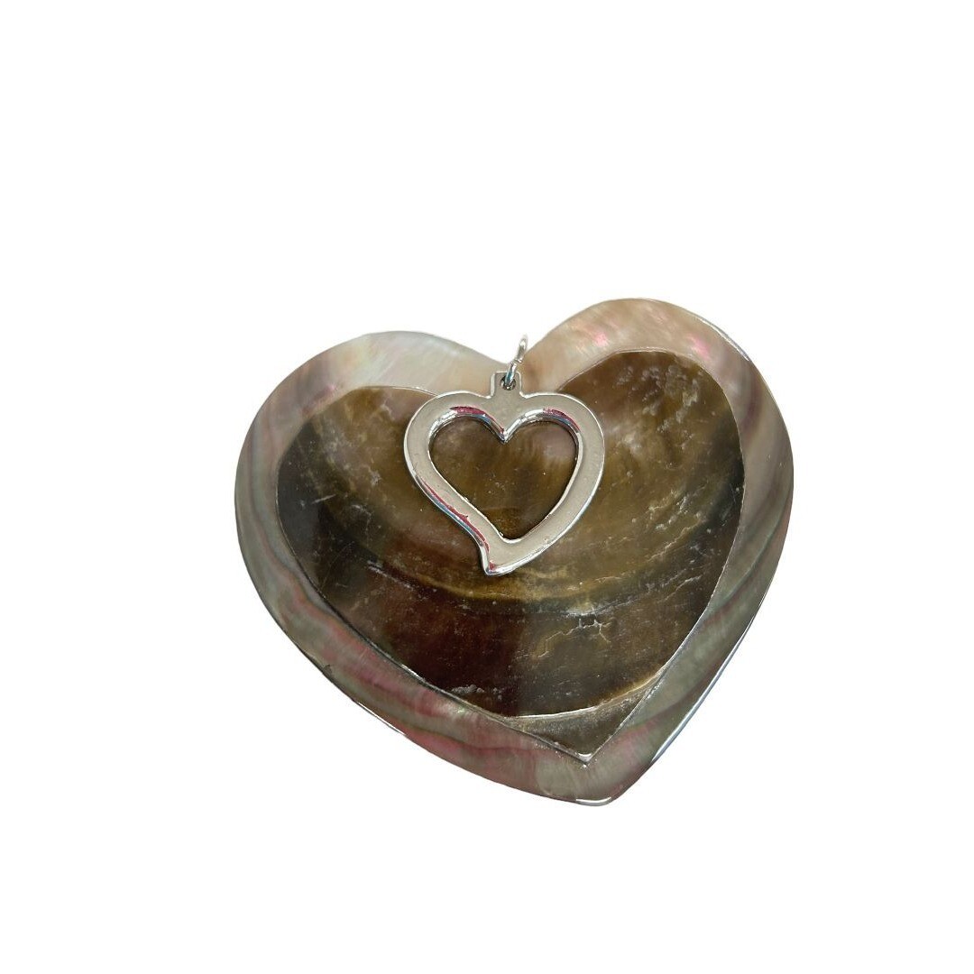 Heart Shaped Shell Silvertone Statement Pendant B… - image 6