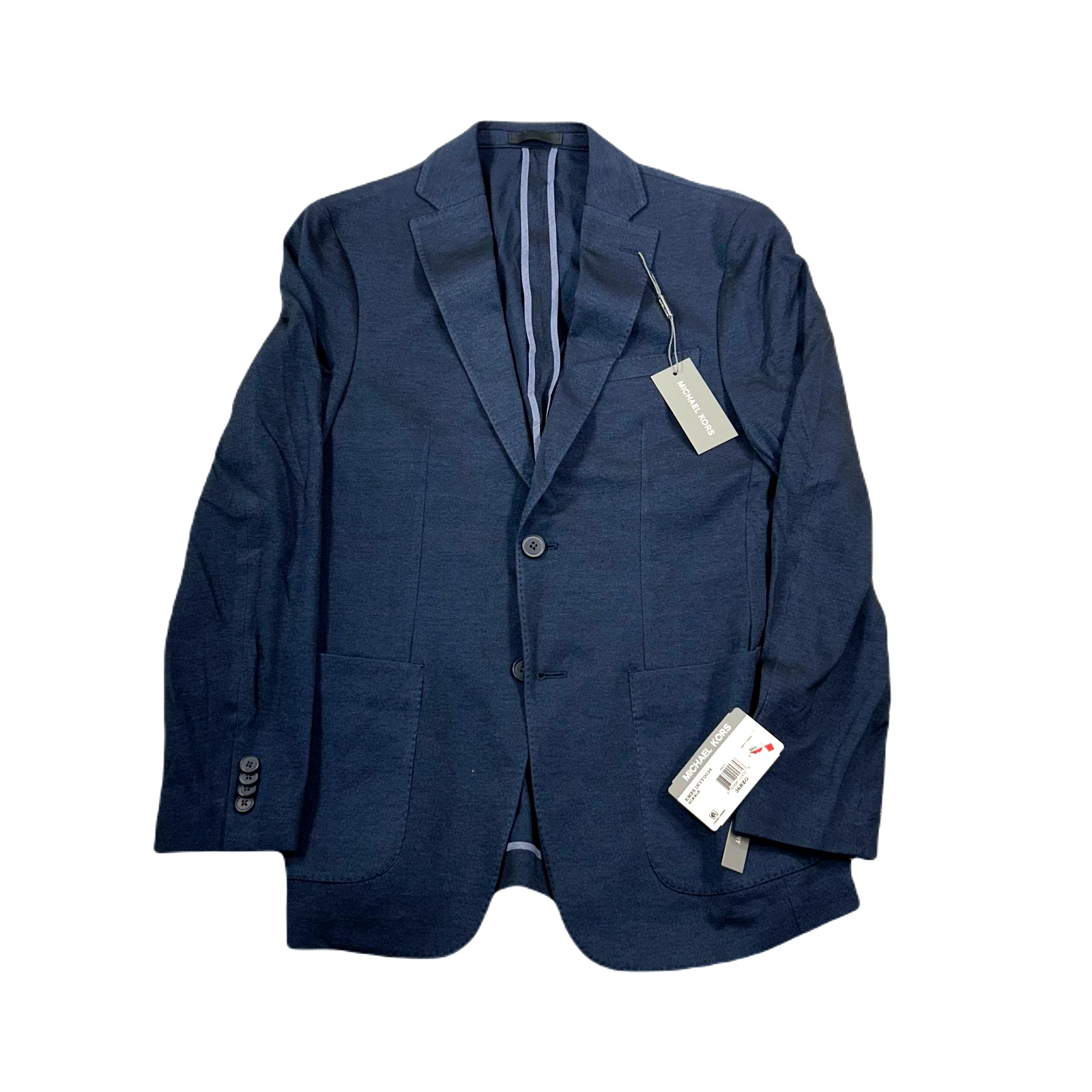 Cappotto sportivo Michael Kors Kimble uomo 36R 36 blu navy vestibilità moderna $295