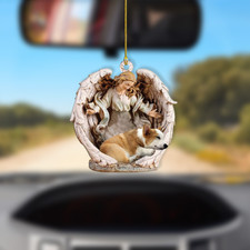 Corgi Dog Sleeping Angel Ornament, Corgi Dog Angel Wings Christmas Ornament Gift