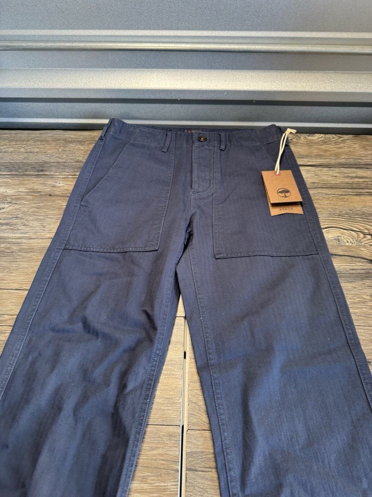Arbor Fatigue Pants Men's 30 Blue Herringbone Military Style Skate Canvas Cargo
