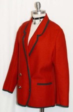 DISTLER RED BOILED WOOL Women German Cardigan Hunting WALK Sweater Jacket 12 M