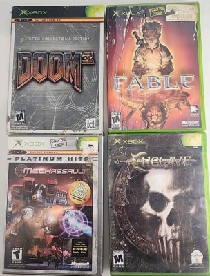 Xbox Lot of 4 Games Doom 3 Fable MechAssault Enclave