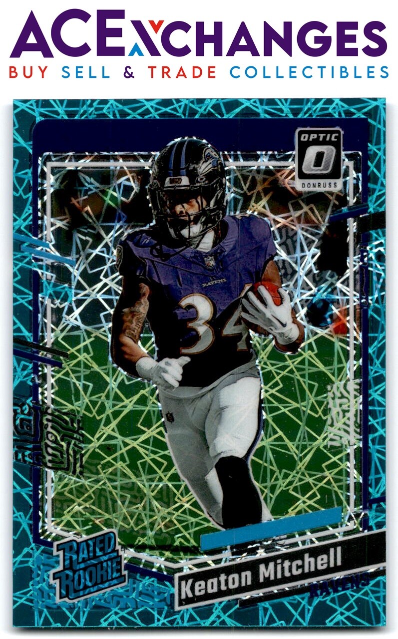 2023 Donruss Optic Football #207 Keaton Mitchell Teal Velocity Prizm RC