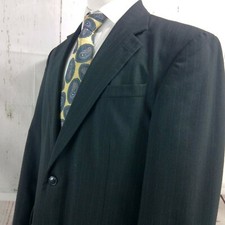 David Taylor 42L 2 Button Charcoal Striped Suit Blazer Sports Coat