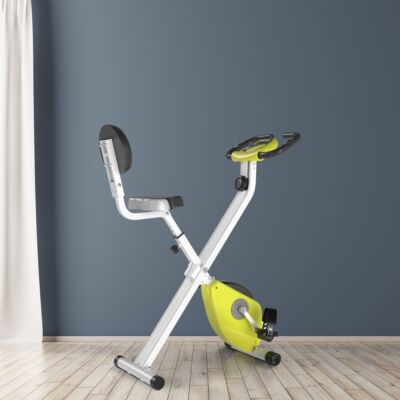 Heimtrainer gelb weiß magnetischer Widerstand verstellbarer Sitz klappbar