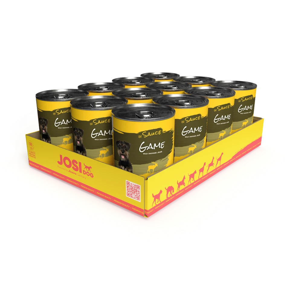 JosiDog Game in Sauce (12 x 415 g) | Nassfutter mit Wild | Hundefutter