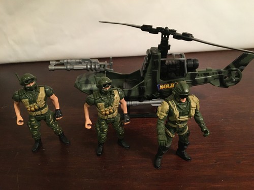 Chap Mei Soldier Force Helicopter & 3 Army Figures 3 3/4" - 第 1/8 張圖片