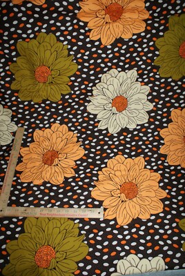 Batik Large Flower Brown Golden Yellow Green Sunbelt Wax Fabric 1 Yard + 15 x44