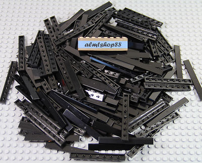 LEGO - 1x8 Tiles Black - 4162 Floor Smooth Thin Flat Finishing Plate Bulk Lot