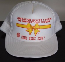 VINTAGE OPERATION DESERT STORM Yellow Ribbon We Support TRUCKER SNAPBACK HAT