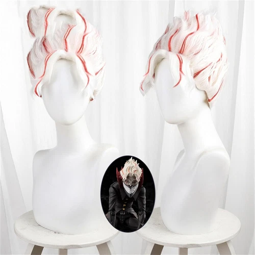 Dandadan Okarun Cosplay Wig 35cm Short Straight White Mixed Red Synthetic Hair - Picture 1 of 7