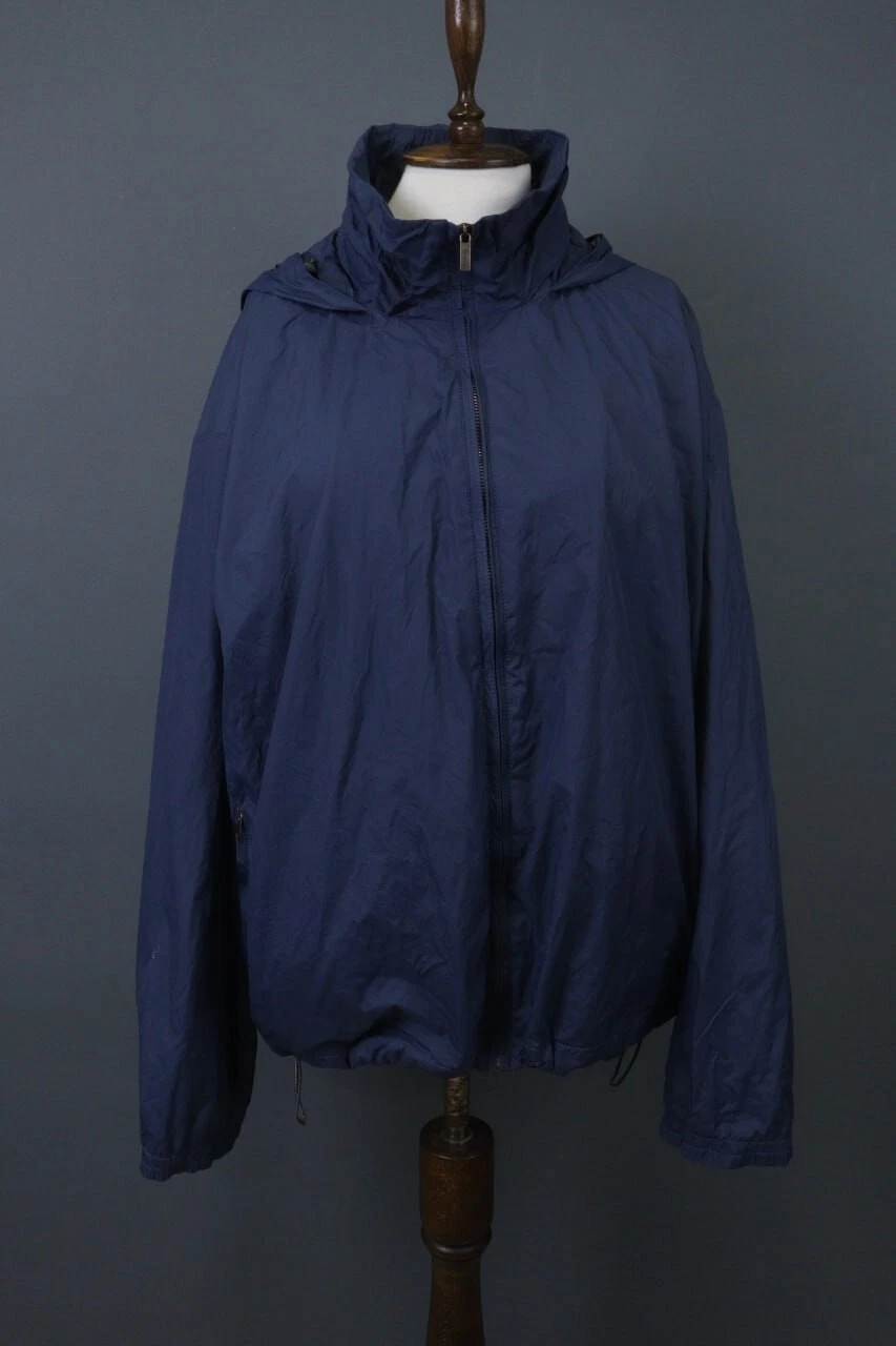 ZEGNAS Blue Nylon Mesh Raglan Sleeve Full Zip Hooded Windbreaker Jacket Size 2XL