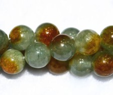 Natural 10mm Green Multicolor Jade Gemstone Round Loose Beads 15'' Strand