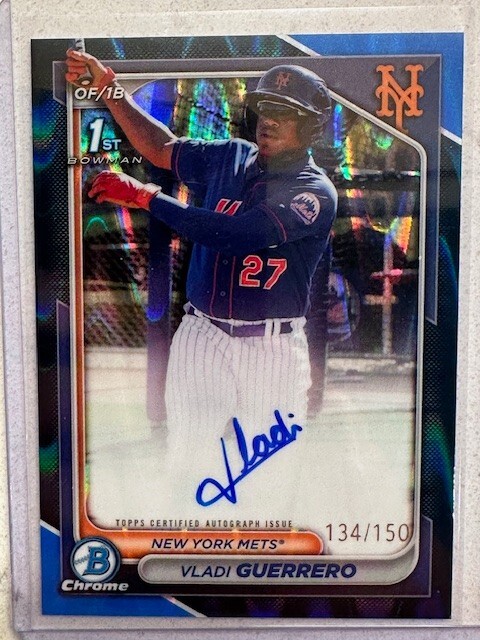 2024 Bowman Chrome Vladi Guerrero Blue Raywave Refractor 1st Auto #134/150 Mint