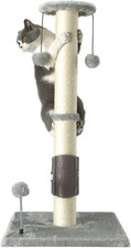 32" Tall Cat Scratching Post - Sisal Rope Scratch Tree w/ Hanging Ball and Brush