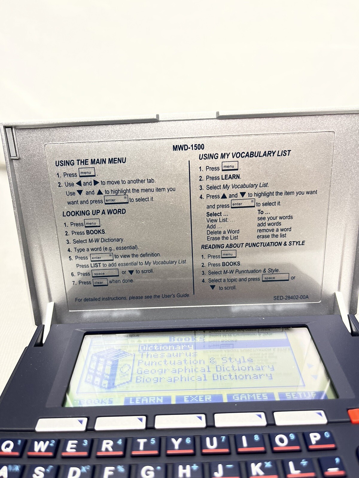 Franklin MWD1500 Electronic Merriamster Dictionary/Thesaurus Tested & Works eBay