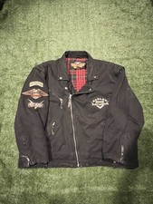 Vintage Harley Davidson Panhead Black Denim Flannel Lined Jacket Size 3XL