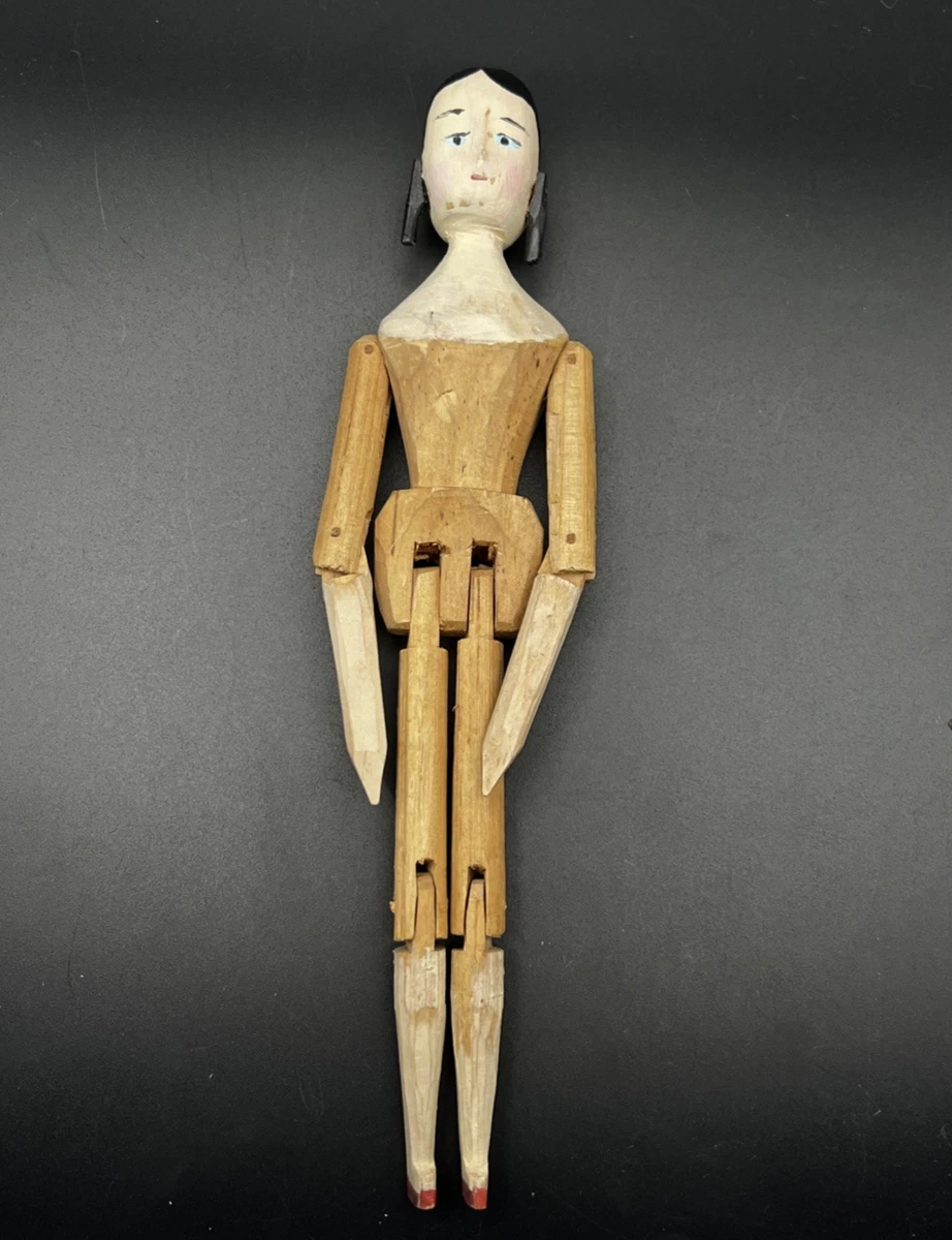 ペグドール　アンティーク　ドイツ　おすわり　Grodnertal Antique Peg Doll Indiana Antique Wood Dolls for sale | eBay