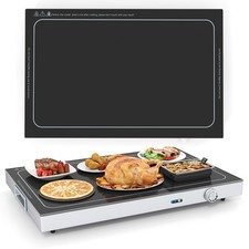 COSTWAY Electric Warming Tray Tempered Glass Top Food Warmer-Black