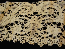Ant./1800-50(possibly earlier) Natural Linen Thread MILANESE LACE Edging  3.5" W