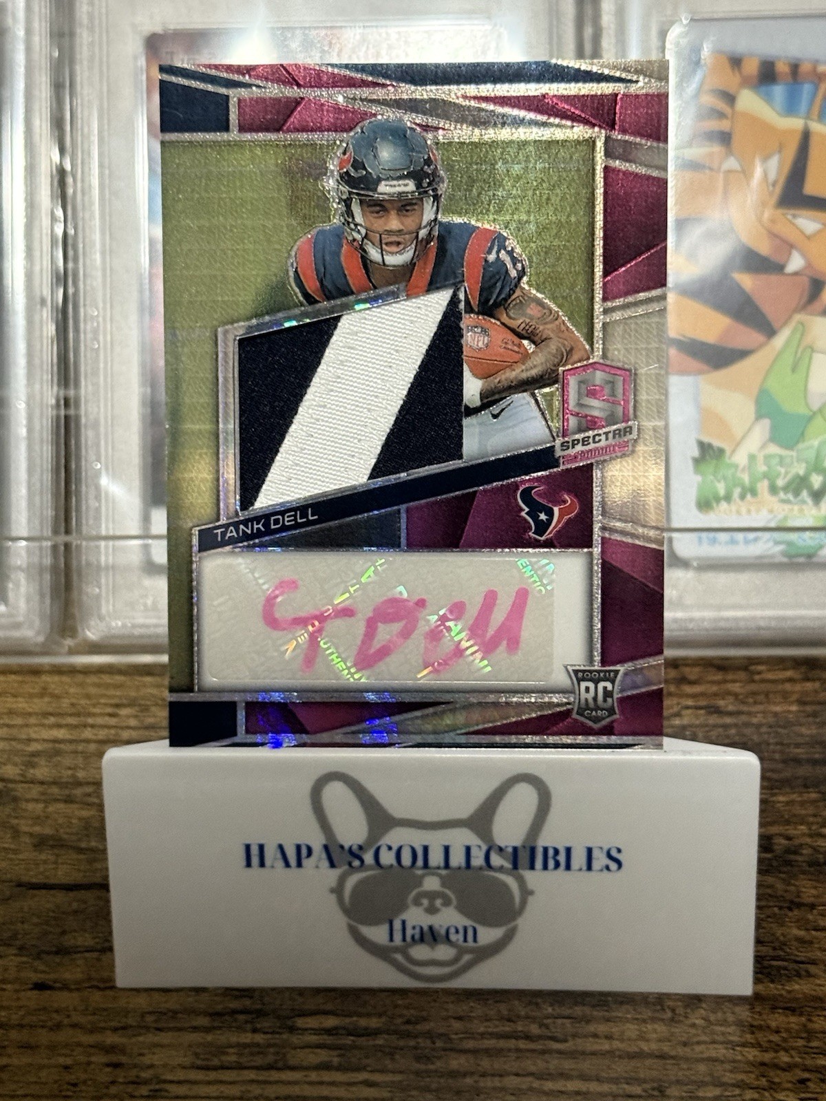 2023 Panini Spectra - Rookie Patch Autographs Tank Dell #228 Neon Pink Prizm /25