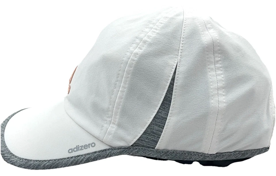 Adidas Hat Cap Womens Strap Back White Pink Featherlight Running adizero Ladies - Image 3 of 4