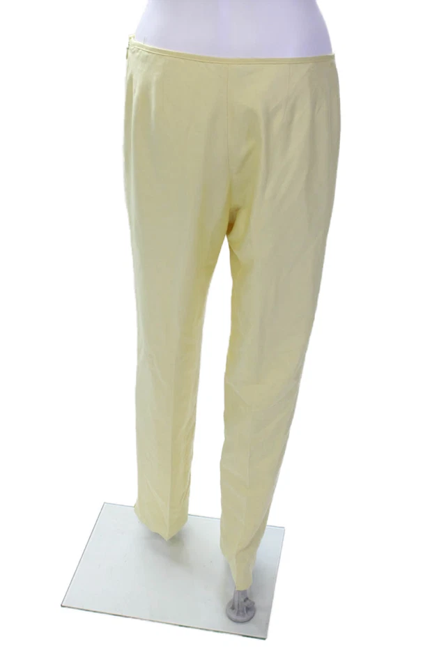 J. Mclaughlin 女式丝绸中腰直筒裤黄色 4 码 — 第 3/4 张图片