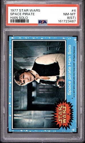 1977 Topps Star Wars #4 Space pirate Han Solo — PSA 8 (ST)