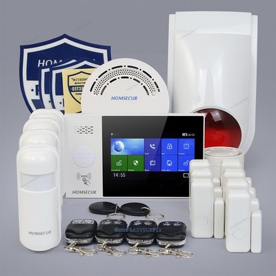 HOMSECUR Wireless WIFI 4G GSM LCD Burglar Alarm System Touch Screen