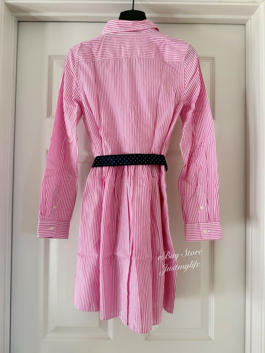 polo ralph lauren striped shirt dress Striped Linen-Cotton Drawcord Shirtdress for Women