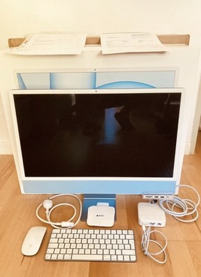 Apple iMac 24 Zoll (256GB SSD, Apple M1, 3,20GHz, 8GB, 8-Core GPU) Blau -...